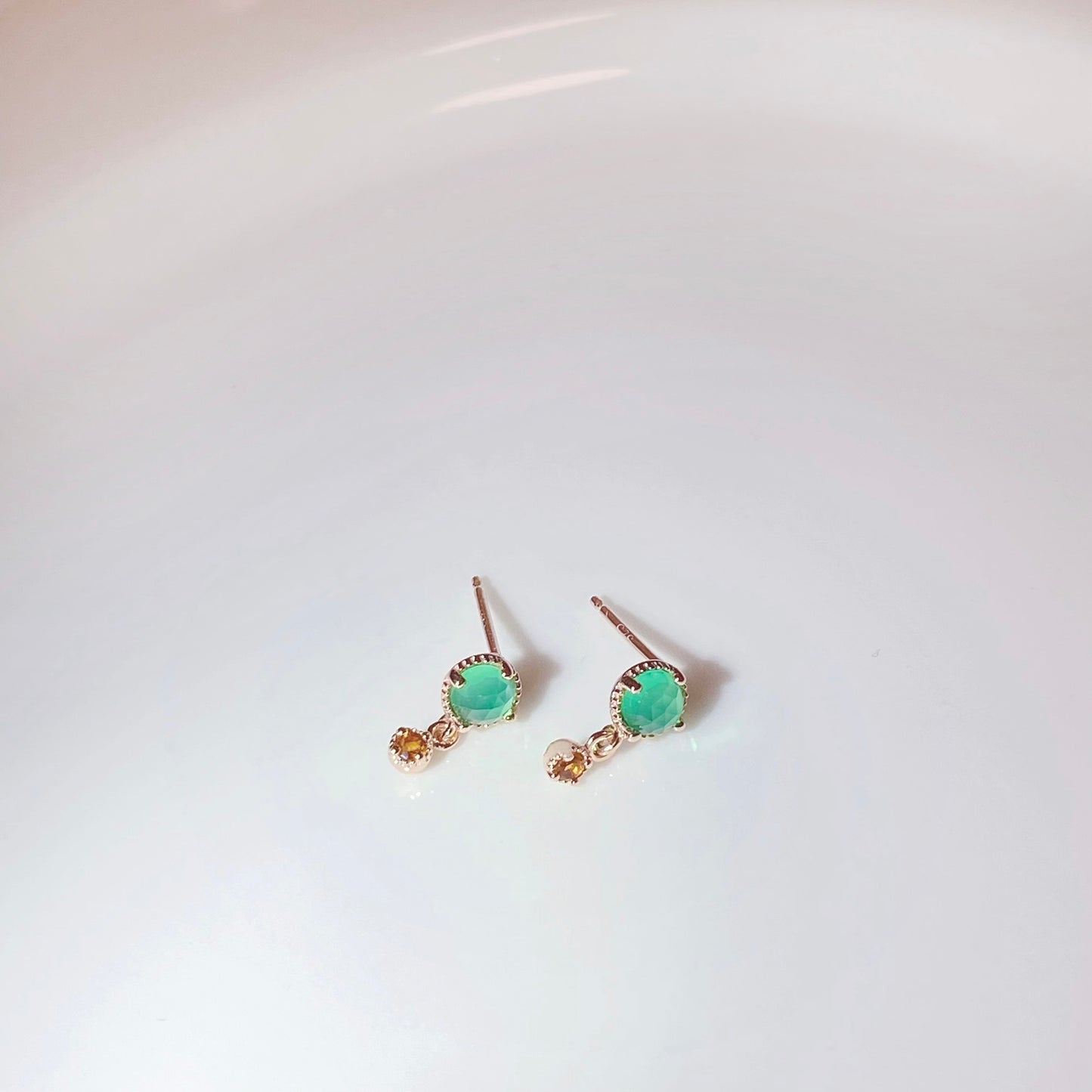 Green Onyx With Citrine Earrings