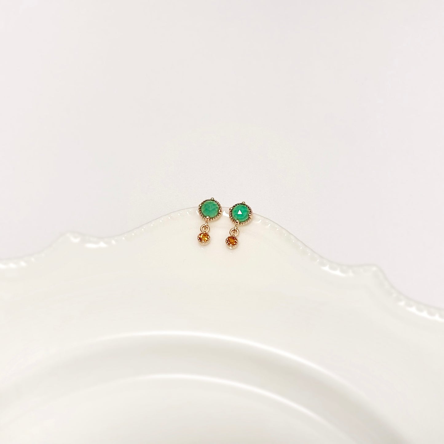 Green Onyx With Citrine Earrings