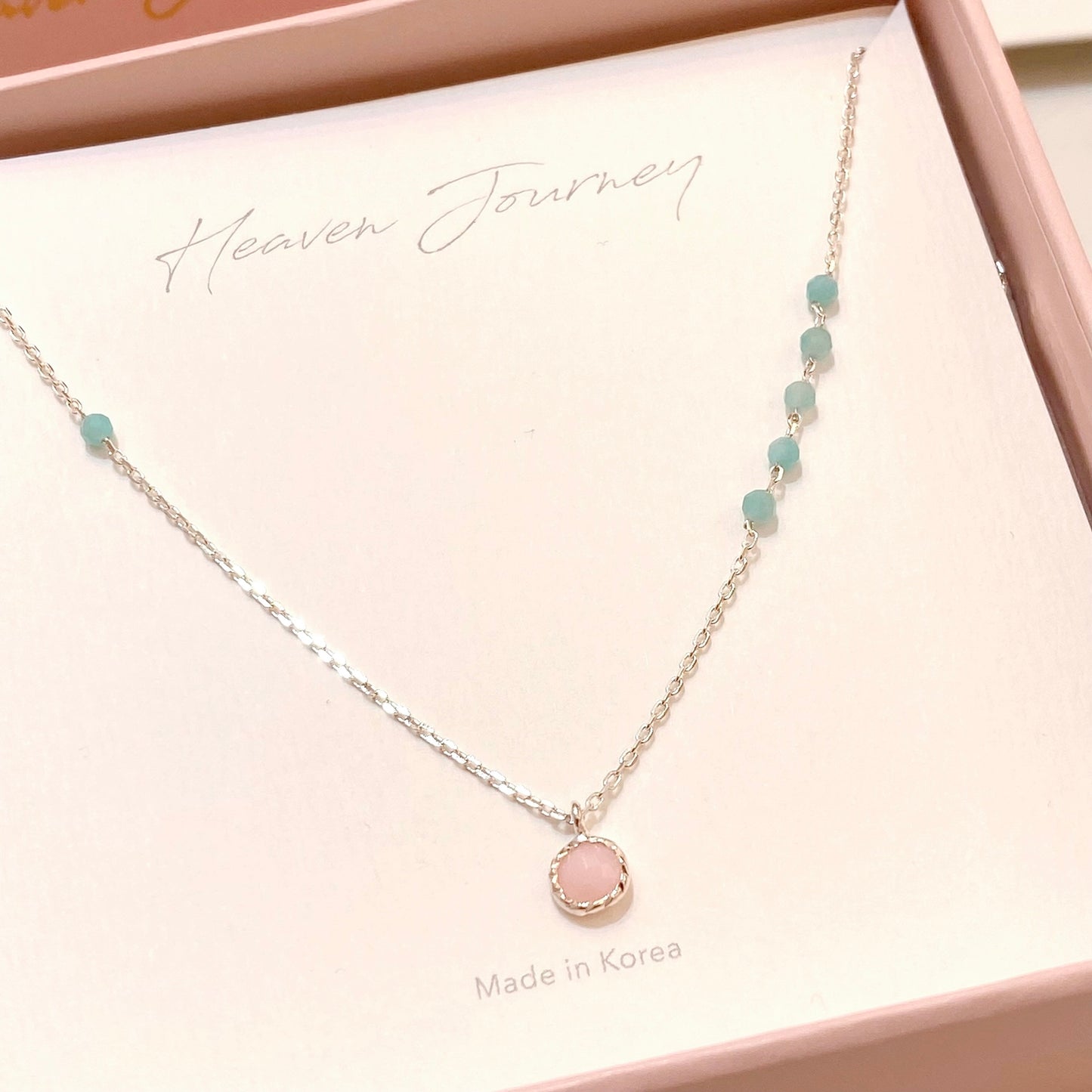 Round Shaped Pink Opal Necklace