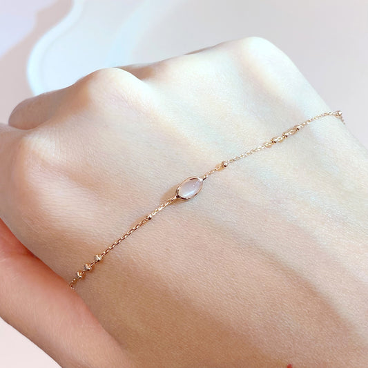 Oval Shaped Peach Moonstone Bracelet