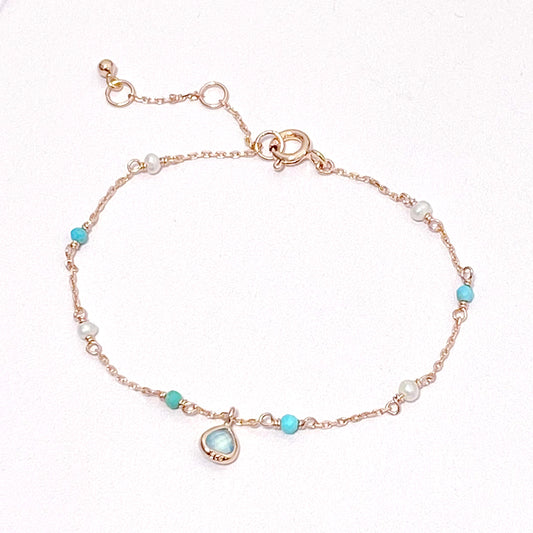 Pear shaped Aquamarine & Pearl Bracelet