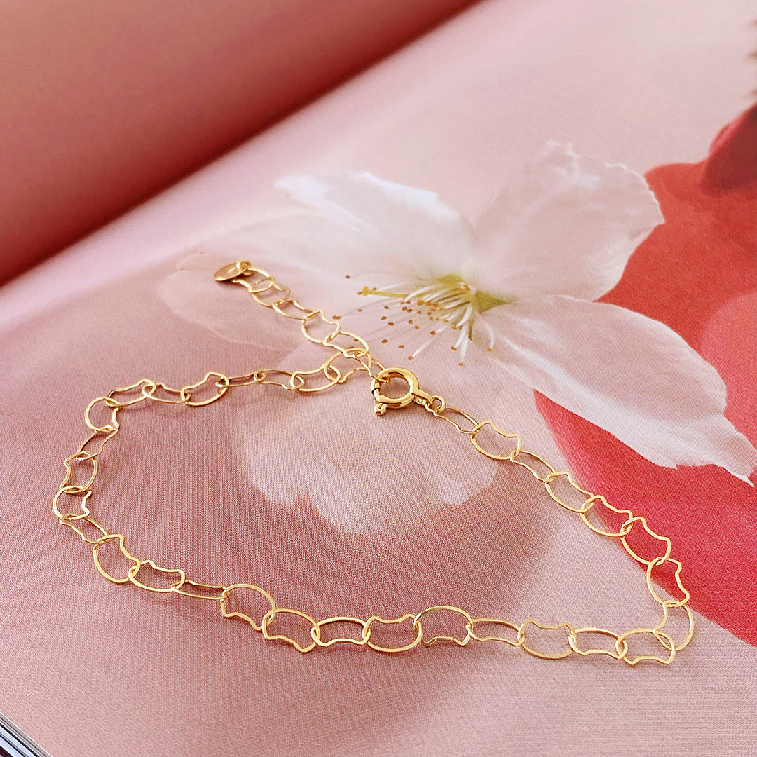 Ohta Lovely Cat Chain Bracelet (K18 Gold)